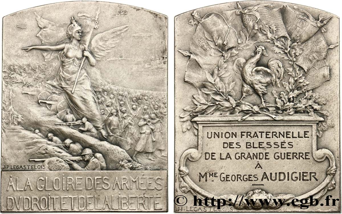 III REPUBLIC Plaque, Union fraternelle des blessés de la grande guerre XF