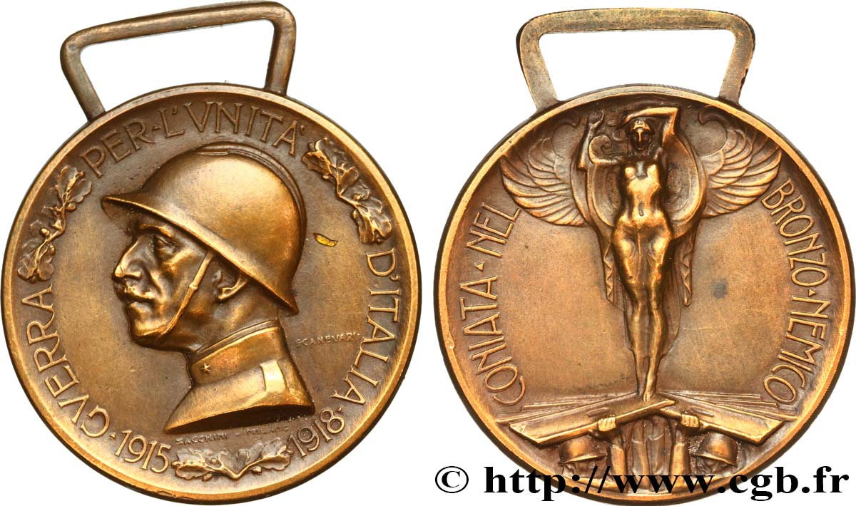 ITALIE - VICTOR EMMANUEL III Médaille commémorative de la guerre italo-autrichienne 1915-1918 AU