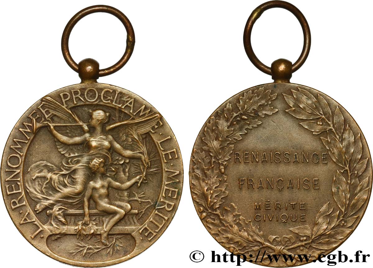 PRIX ET RÉCOMPENSES Médaille de distinction, La Renaissance Française, Service civique TTB+