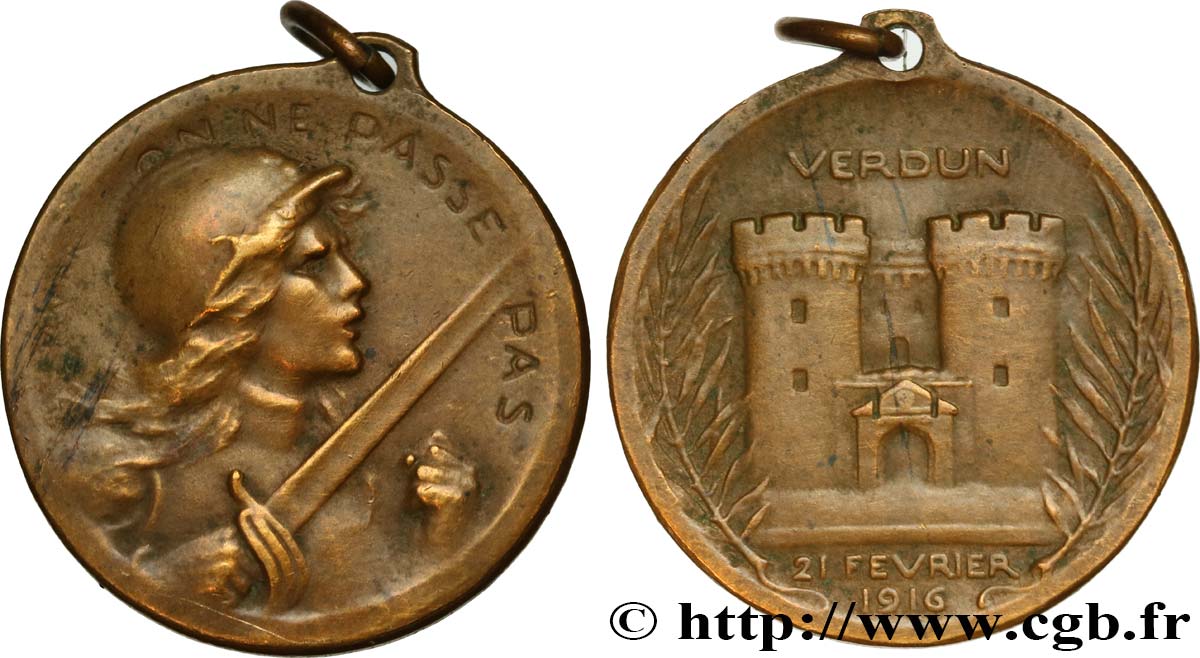 TERCERA REPUBLICA FRANCESA Médaille commémorative de la bataille de Verdun MBC
