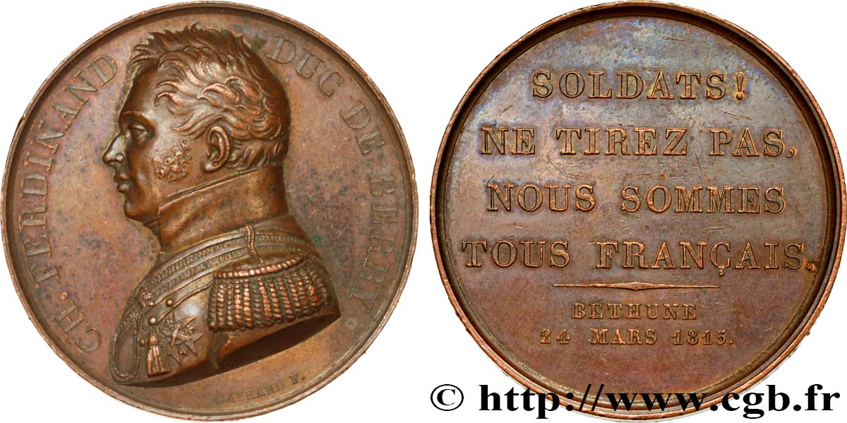 LUIS XVIII Médaille, Paroles du duc de Berry MBC+