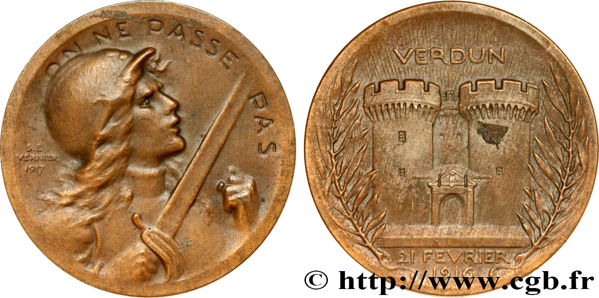 TERZA REPUBBLICA FRANCESE Médaille commémorative de la bataille de Verdun q.SPL