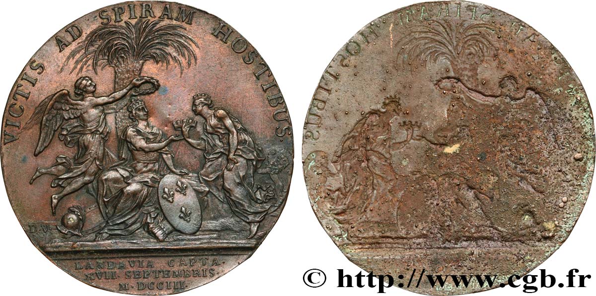 LOUIS XIV  THE SUN KING  Médaille, tirage uniface, Bataille de Spire et Prise de Landau MBC+