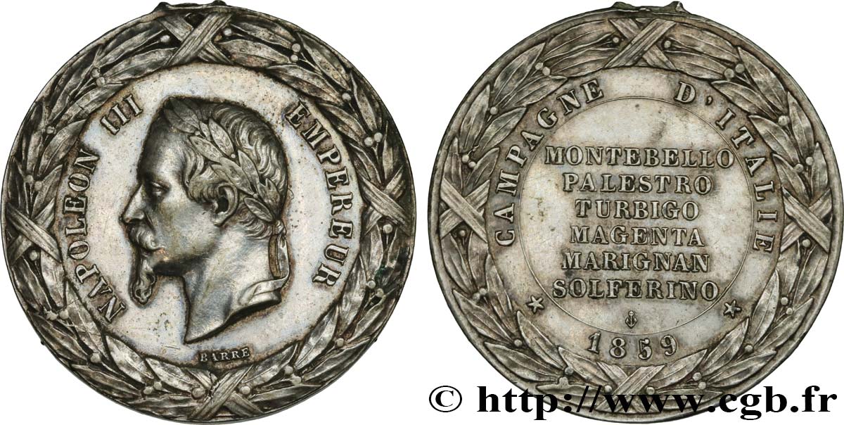 SECOND EMPIRE Médaille de la campagne d’Italie XF