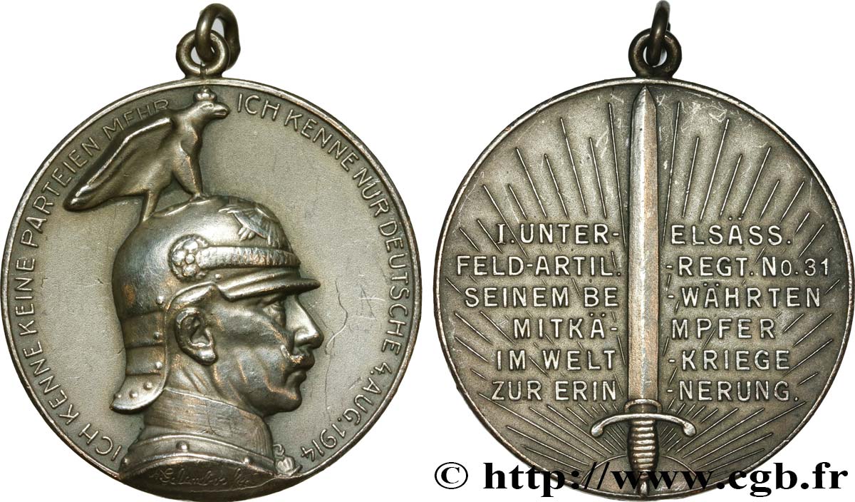 ALEMANIA - REINO DE PRUSIA - GUILLERMO II Médaille, Feld Artillerie Regiment n°31 MBC