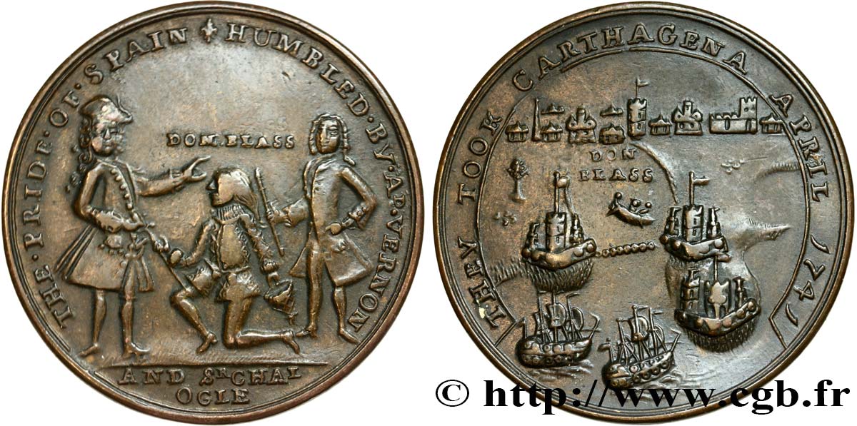 UNITED KINGDOM Médaille, Attaque de Vernon sur Carthagène XF