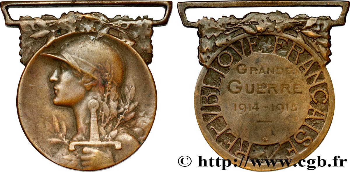 TROISIÈME RÉPUBLIQUE Médaille commémorative de la guerre 1914-1918 TB+