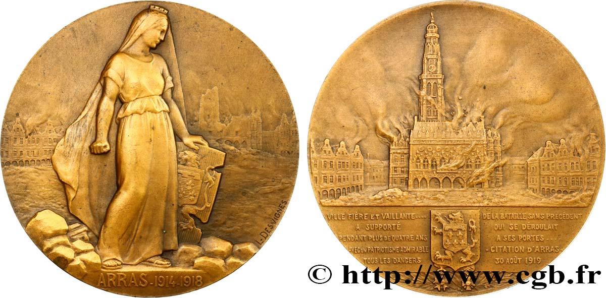 TERCERA REPUBLICA FRANCESA Médaille, Arras, ville fière et vaillante MBC+