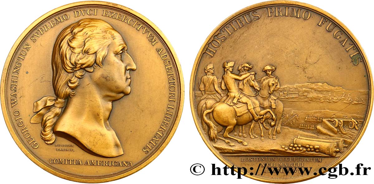 ÉTATS-UNIS D AMÉRIQUE Médaille, Georges Washington, Prise de Boston, refrappe TTB