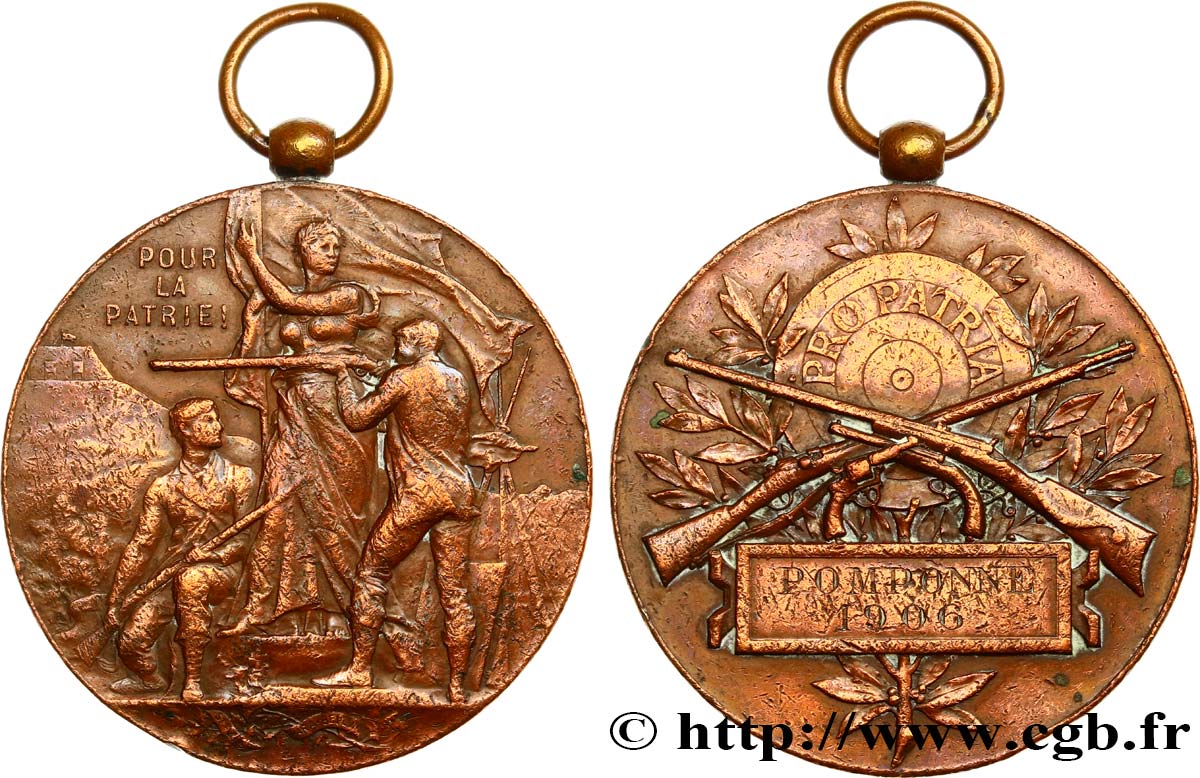 TIR ET ARQUEBUSE Médaille PRO PATRIA, récompense, Pour la Patrie TB