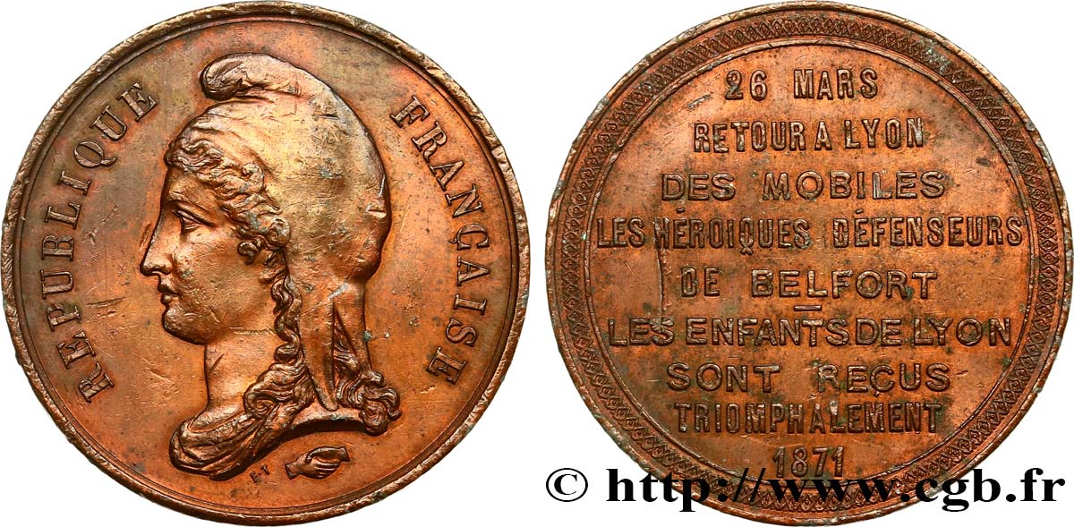 GUERRE DE 1870-1871 Médaille, Retour à Lyon des mobiles TTB