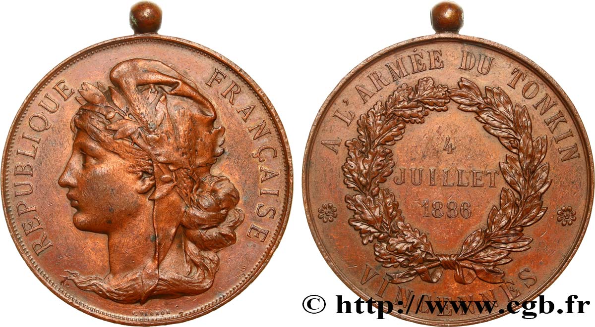 TERZA REPUBBLICA - Indocina francese - PROTETTORATO TONKIN  Médaille, A l’armée du Tonkin q.BB