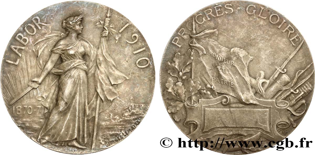 TERCERA REPUBLICA FRANCESA Médaille LABOR, récompense 1870-1871 MBC