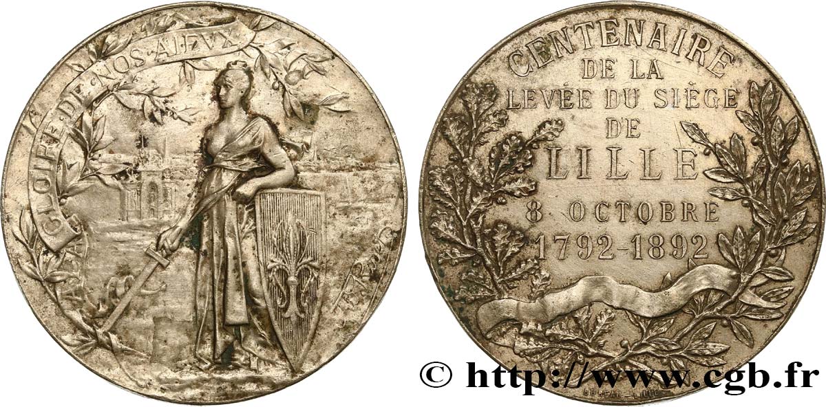 TERZA REPUBBLICA FRANCESE Médaille, Centenaire de la levée du siège de Lille q.BB
