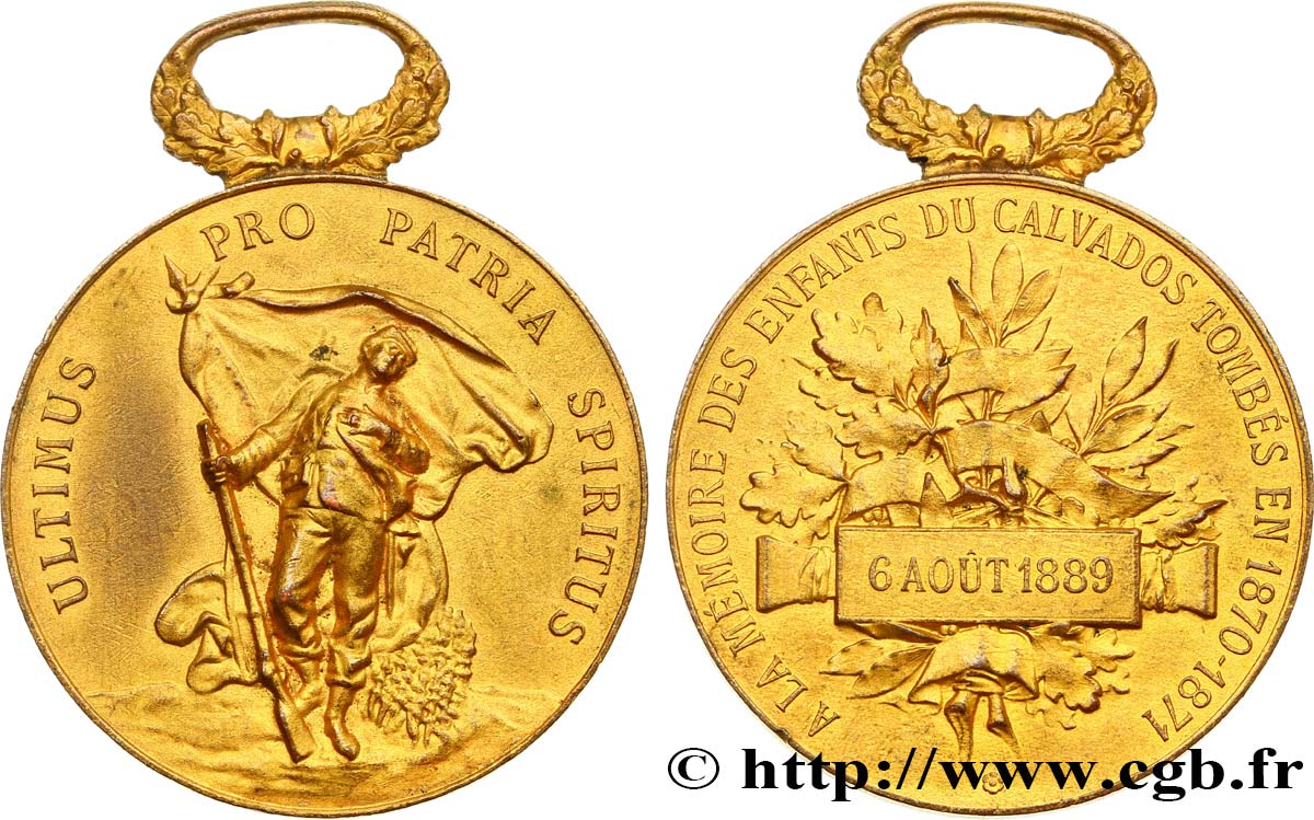 TROISIÈME RÉPUBLIQUE Médaille, Pro Patria, à la mémoire des enfants du Calvados TTB