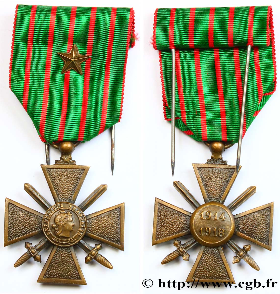 TERCERA REPUBLICA FRANCESA Croix de guerre, 1914-1918 EBC