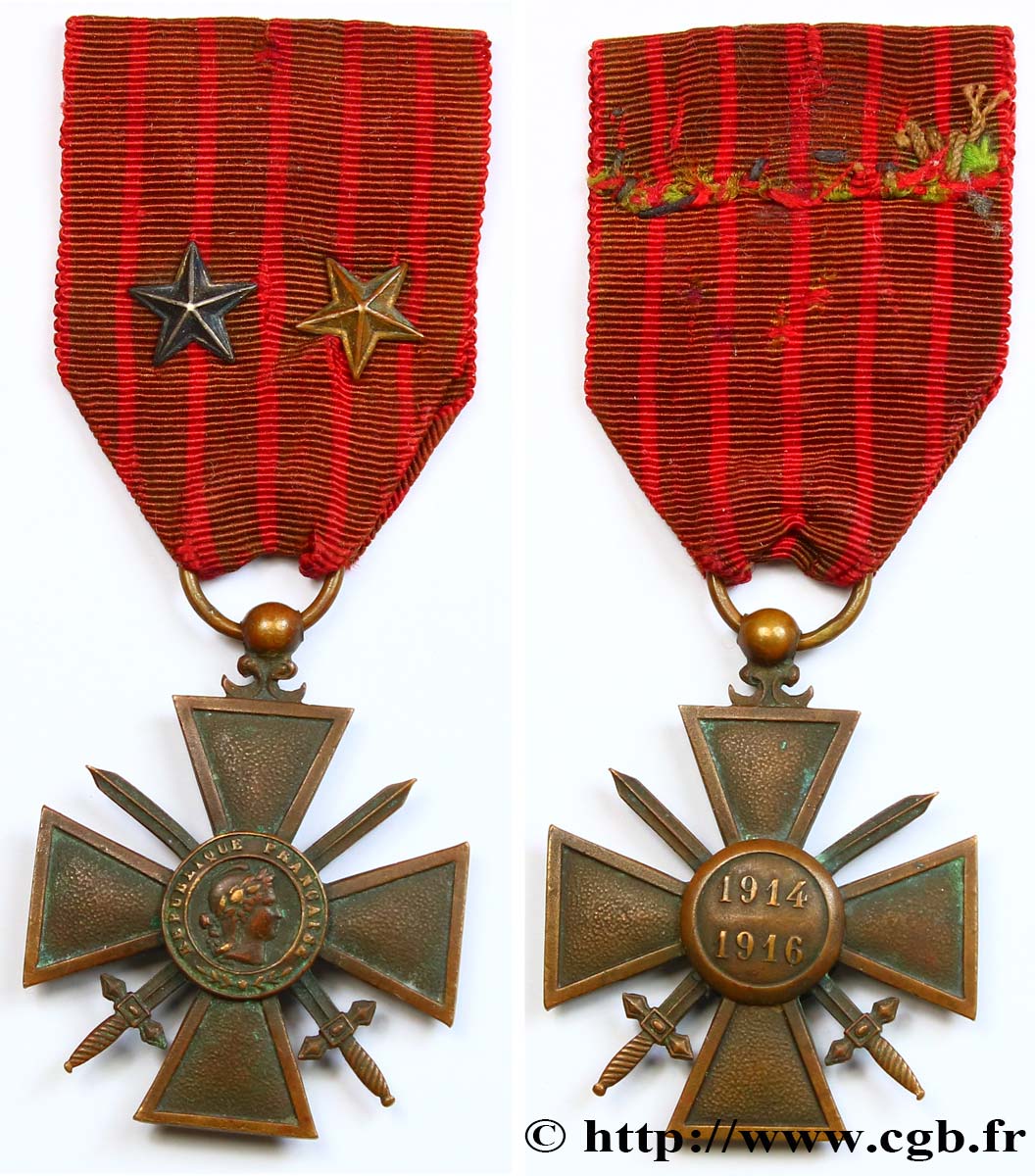 TROISIÈME RÉPUBLIQUE Croix de guerre, 1914-1916 TTB