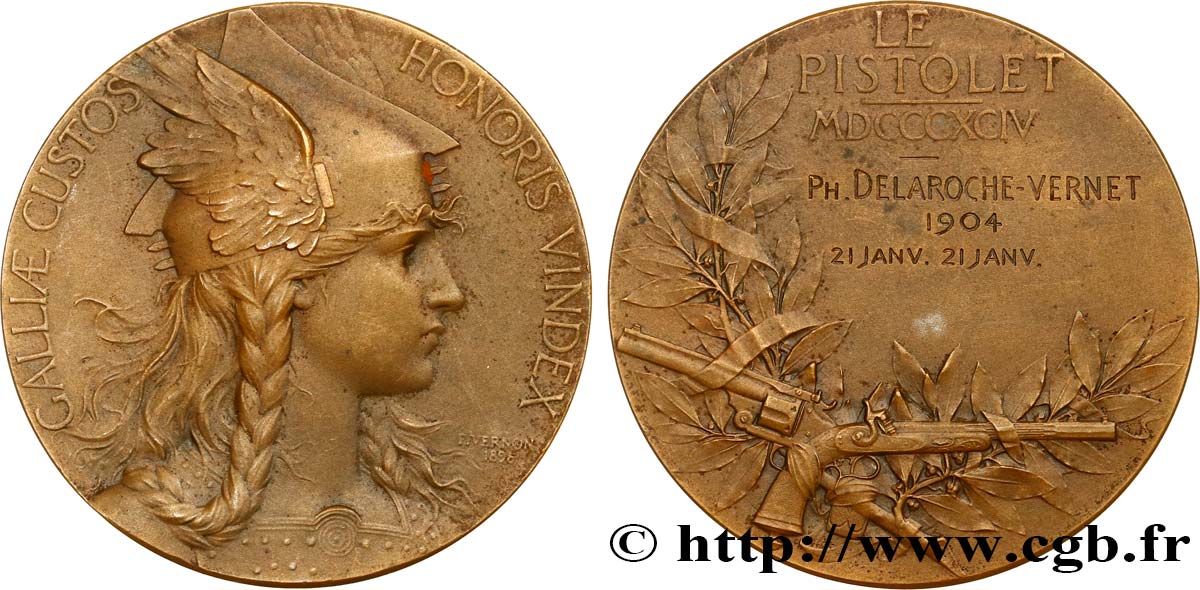 III REPUBLIC Médaille, Galliae, Le Pistolet XF