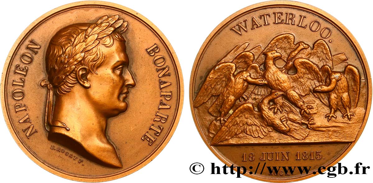 LES CENT-JOURS Médaille, Bataille de Waterloo, refrappe moderne SUP