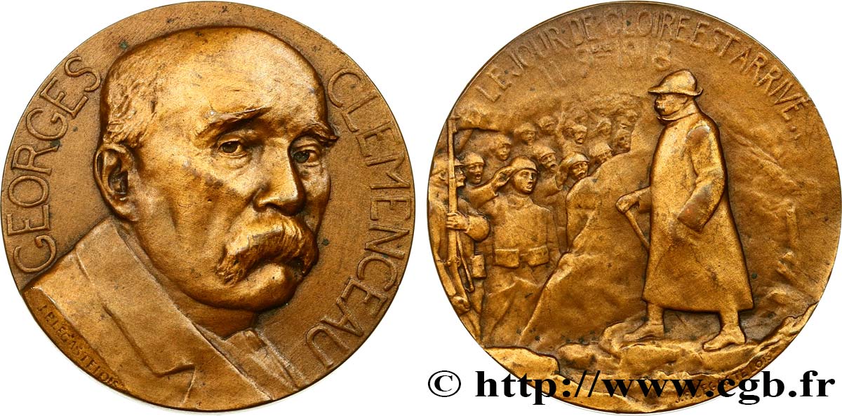 TROISIÈME RÉPUBLIQUE Médaille, Armistice du 11 Novembre 1918 TTB+