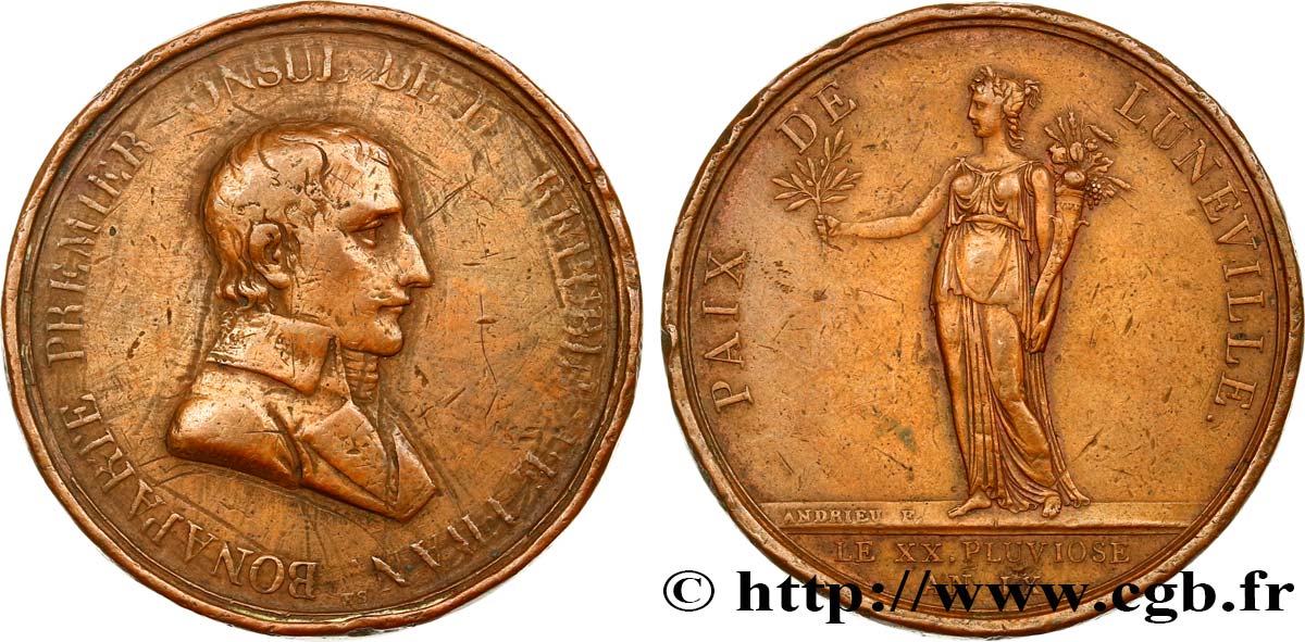 CONSOLATO Médaille, Paix de Lunéville q.BB