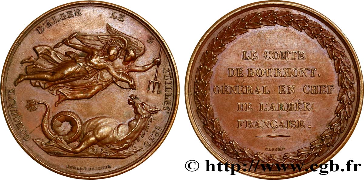 ALGÉRIE - LOUIS PHILIPPE Médaille, Prise d Alger par le comte de Bourmont fVZ