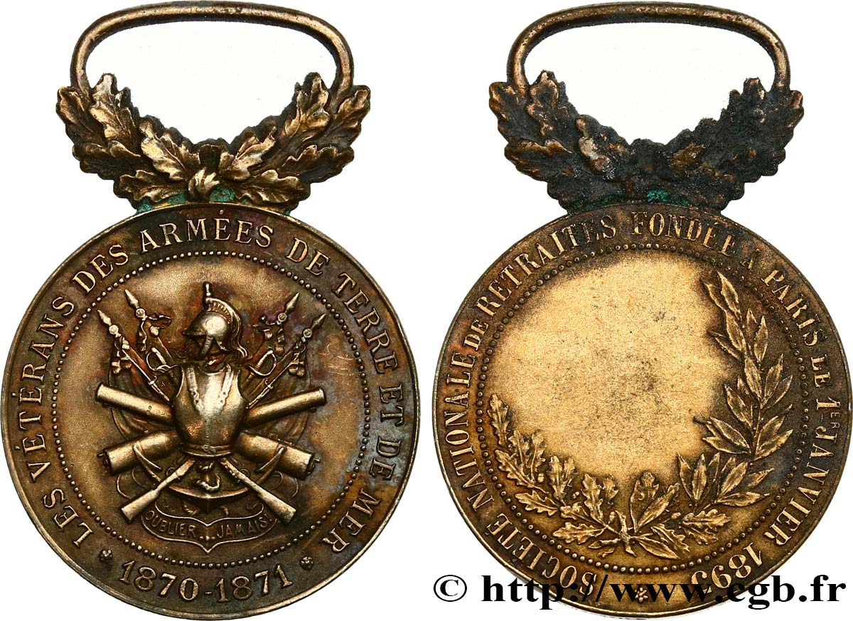 LES ASSURANCES Médaille, Les vétérans des Armées de terre et de mer BB