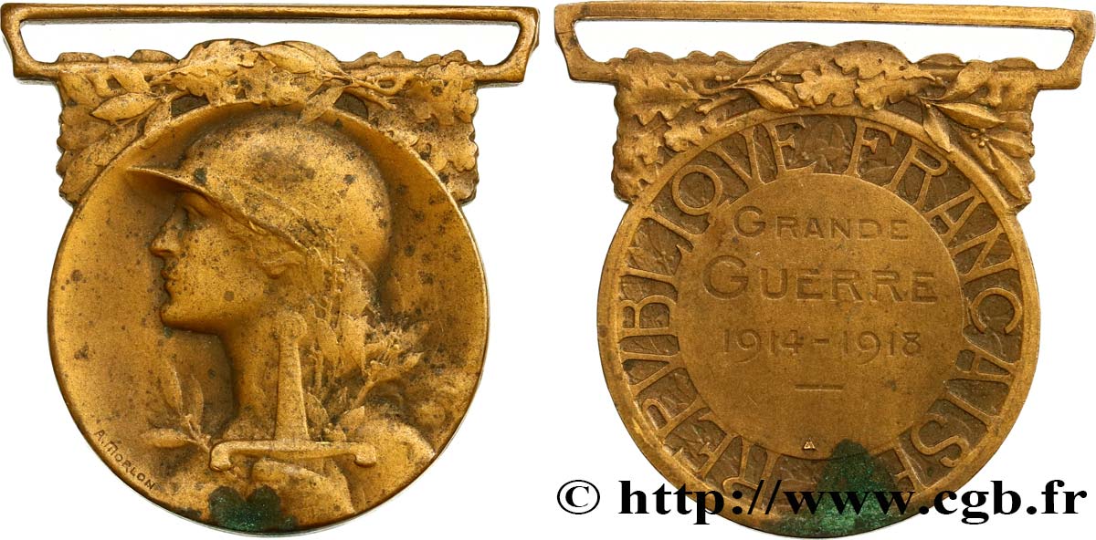 III REPUBLIC Médaille commémorative de la guerre 1914-1918 VF