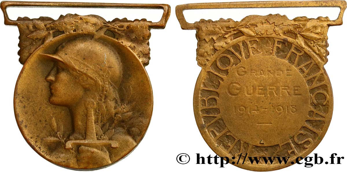 TROISIÈME RÉPUBLIQUE Médaille commémorative de la guerre 1914-1918 TB+/TTB