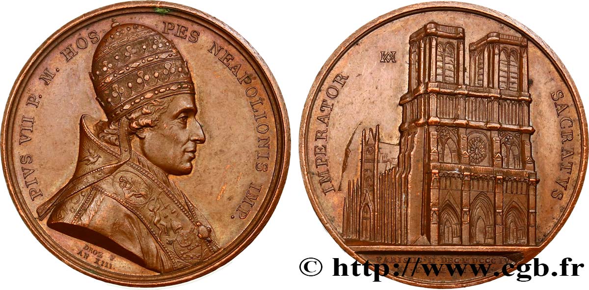 GESCHICHTE FRANKREICHS Médaille, Sacre de Napoléon Ier par Pie VII fVZ
