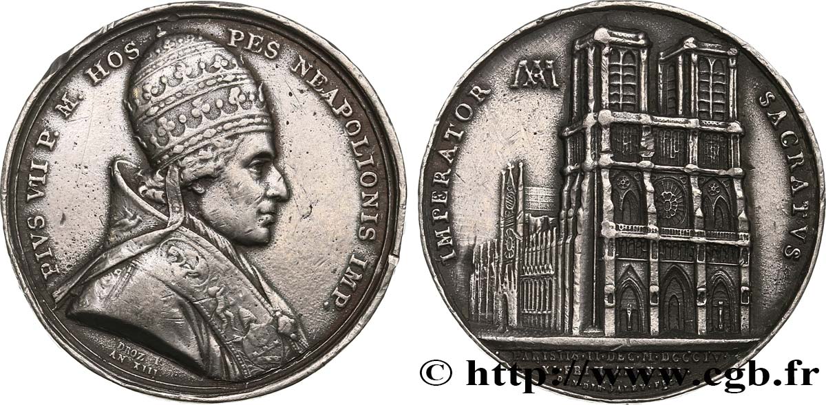 PREMIER EMPIRE Médaille, Sacre de Napoléon Ier par Pie VII TB+