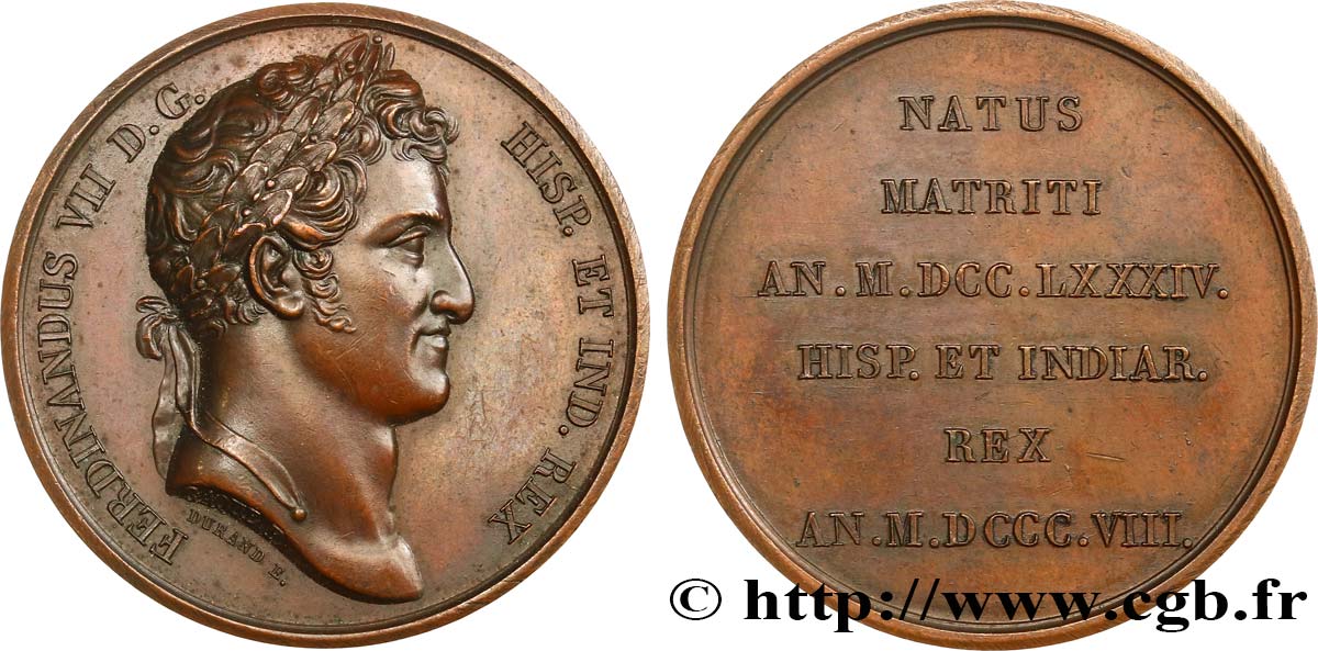 ESPAGNE - ROYAUME D ESPAGNE - FERDINAND VII Médaille, Ferdinand VII TTB+