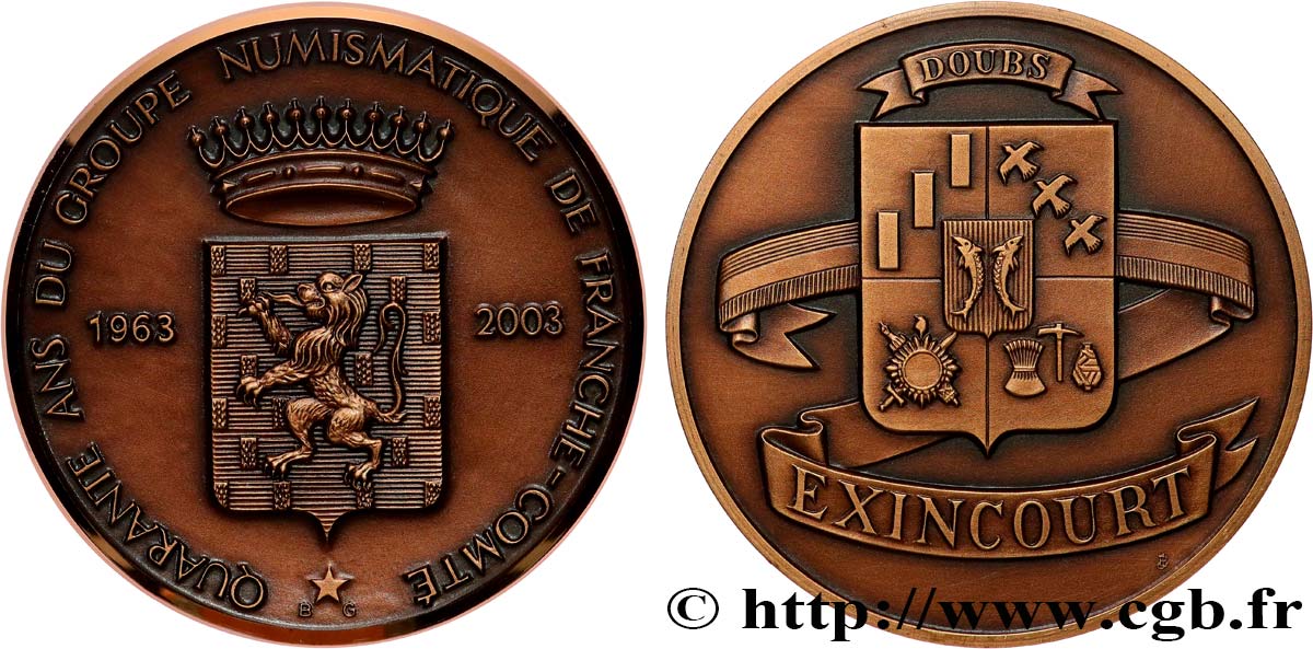 CINQUIÈME RÉPUBLIQUE Médaille, 40 ans du groupe numismatique de Franche-Comté SUP