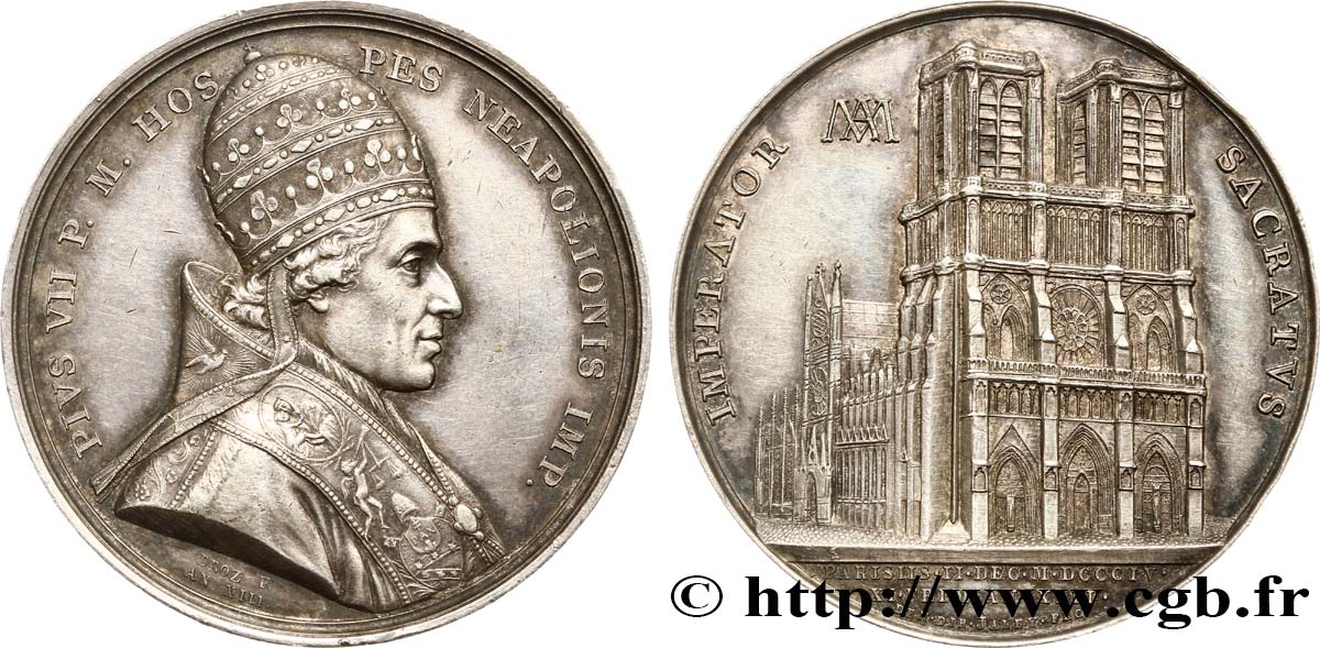 PRIMO IMPERO Médaille, Sacre de Napoléon Ier par Pie VII SPL