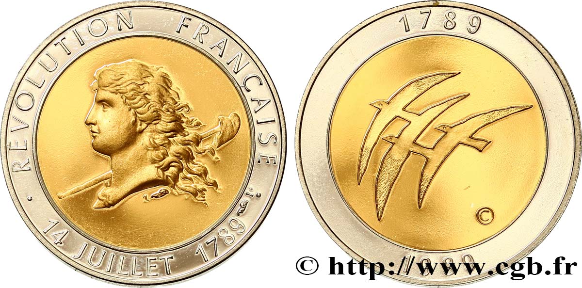 V REPUBLIC Médaille Du Bicentenaire de la Révolution Française AU