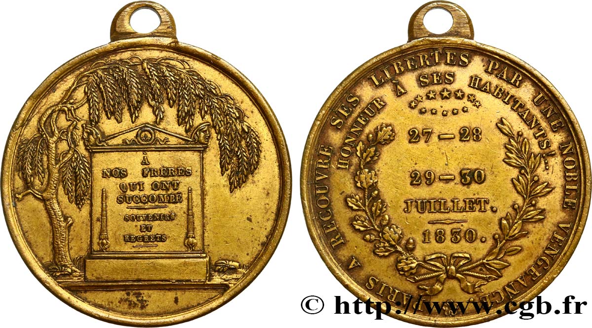 LOUIS-PHILIPPE - LES TROIS GLORIEUSES Médaille, Honneur aux parisiens TTB+