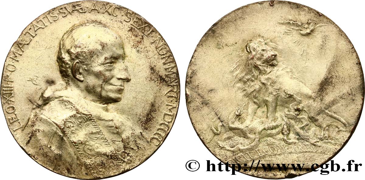 ITALIE - ÉTATS DE L ÉGLISE - LÉON XIII (Vincenzo Gioacchino Pecci) Médaille, Vicit Leo de Tribu Juda BC+