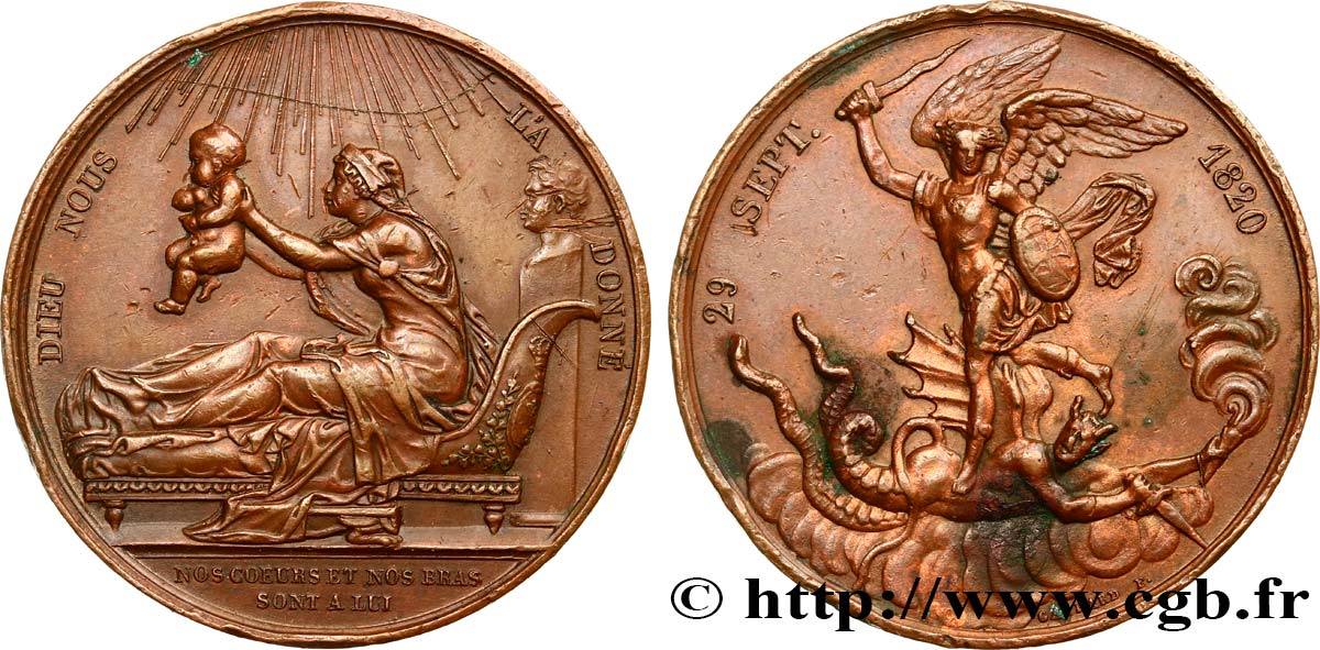 HENRI V COMTE DE CHAMBORD Médaille, Naissance du futur comte de Chambord (Henri V) q.SPL