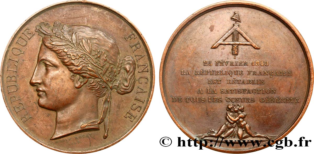 DEUXIÈME RÉPUBLIQUE Médaille du 25 février, proclamation de la république TTB