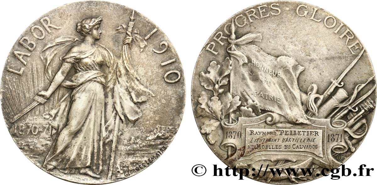 III REPUBLIC Médaille LABOR, récompense 1870-1871 XF