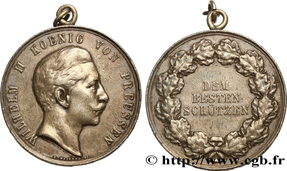 ALLEMAGNE - ROYAUME DE PRUSSE - GUILLAUME II Médaille, Dem besten schützen TB+