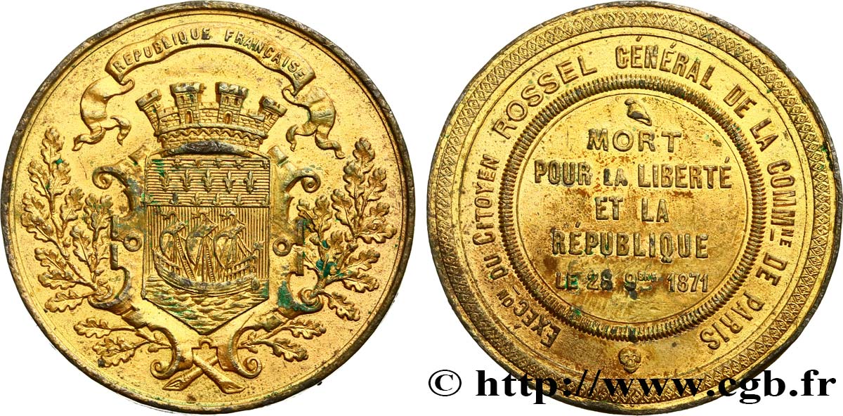 GUERRE DE 1870-1871 Médaille, Exécution du citoyen Rossel SS