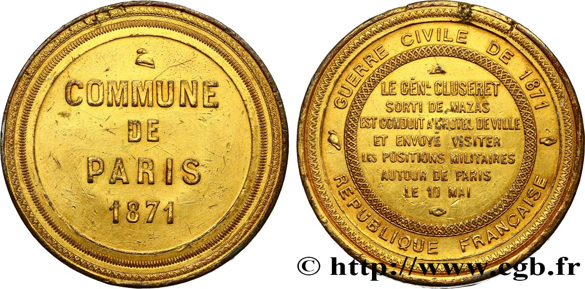GUERRE DE 1870-1871 Médaille, Commune de Paris, Général Cluseret TTB+