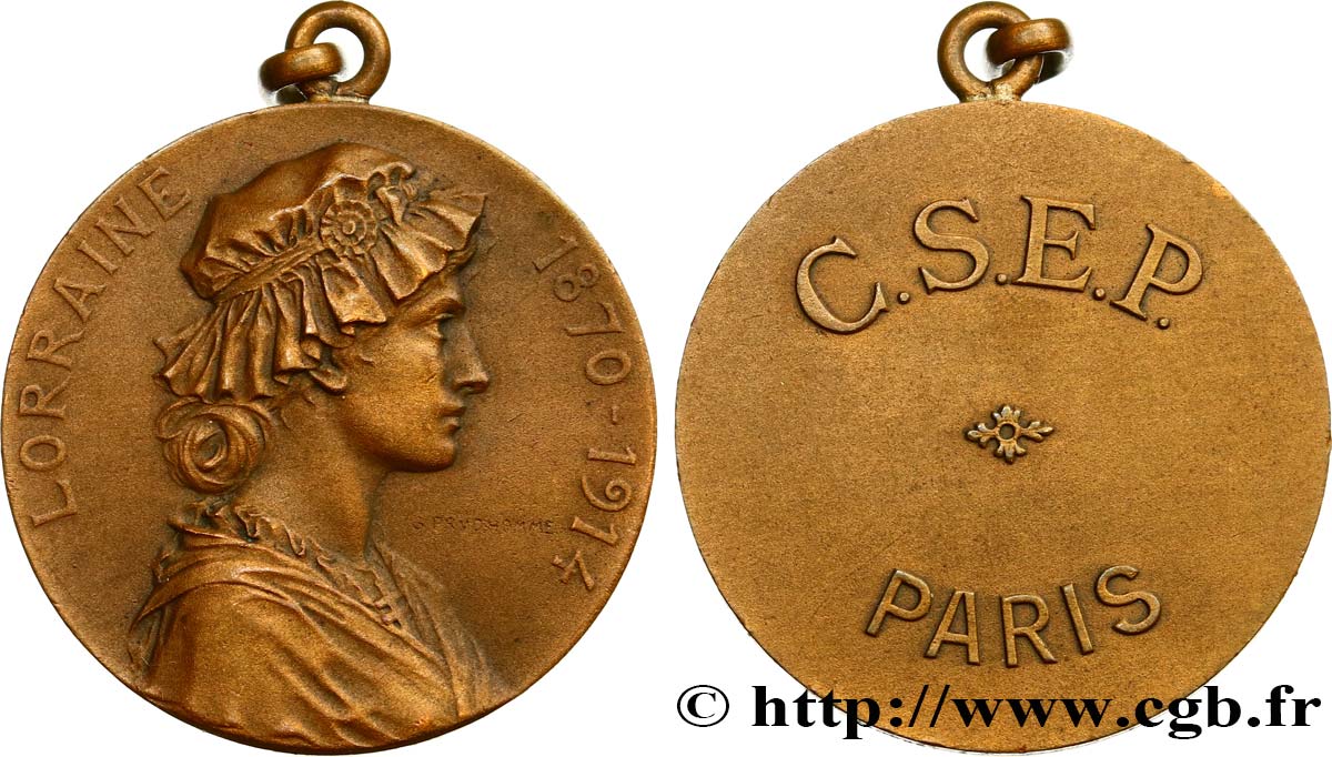 TERCERA REPUBLICA FRANCESA Médaille, Lorraine, C. S. E. P. MBC+