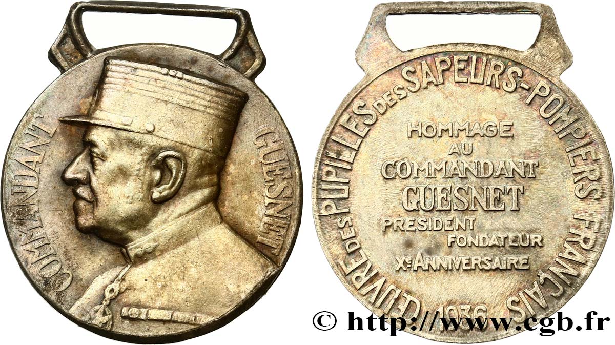 III REPUBLIC Médaille, Hommage au Commandant Guesnet AU