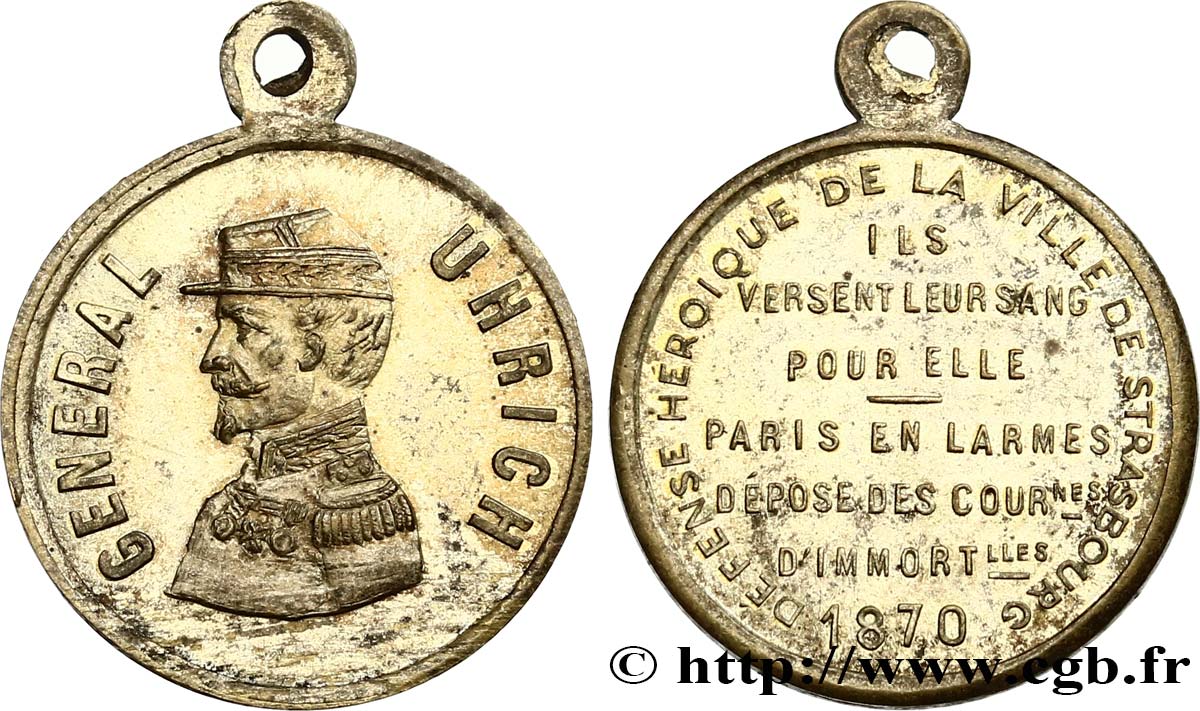 GUERRE DE 1870-1871 Médaillette, Général Uhrich MBC+