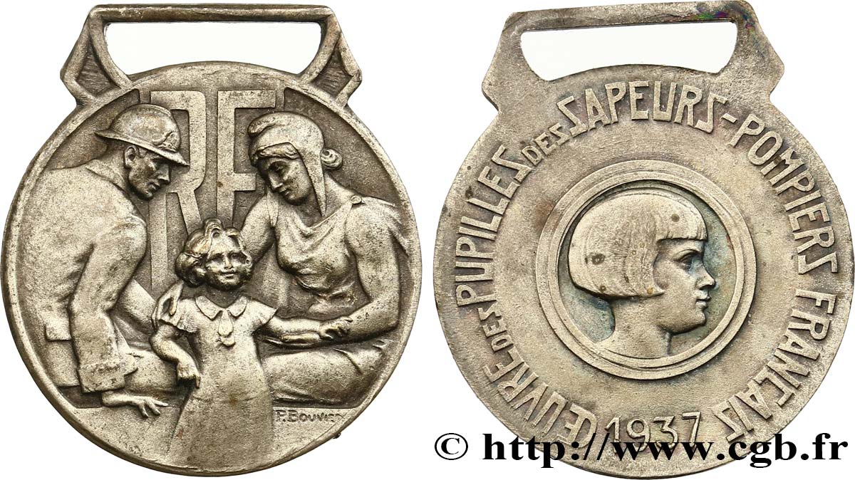 III REPUBLIC Médaille, Oeuvre des pupilles des sapeurs-pompiers français XF