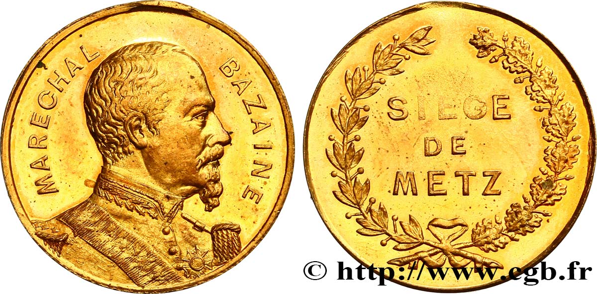 GUERRE DE 1870-1871 Médaille, Maréchal Bazaine, Siège de Metz TTB+