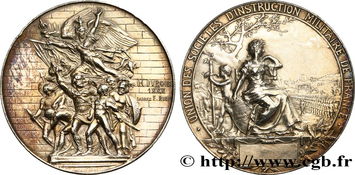 III REPUBLIC Médaille, Union des sociétés d’instruction militaire AU