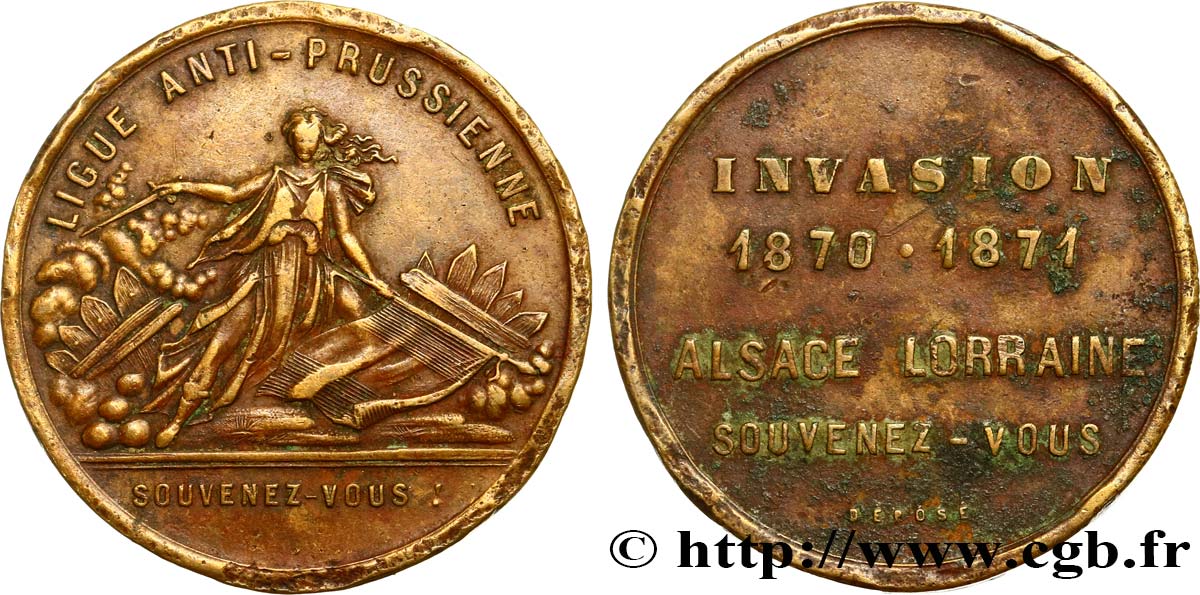 GUERRE DE 1870-1871 Médaille, Invasion prussienne MB